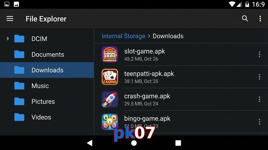 Main screen of Pk07 gameapk page for PK players